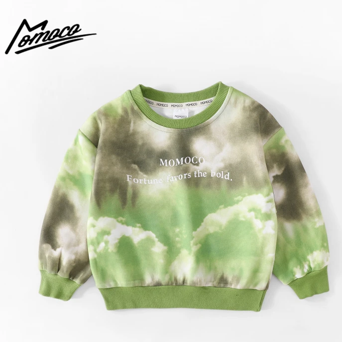 MOMOCO2025款春秋季男童潮流扎染印花宝宝时尚上衣77130232009