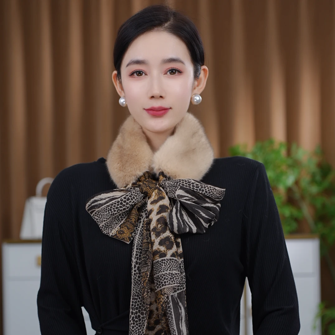 新款时尚百搭秋冬丝巾毛毛围脖围巾