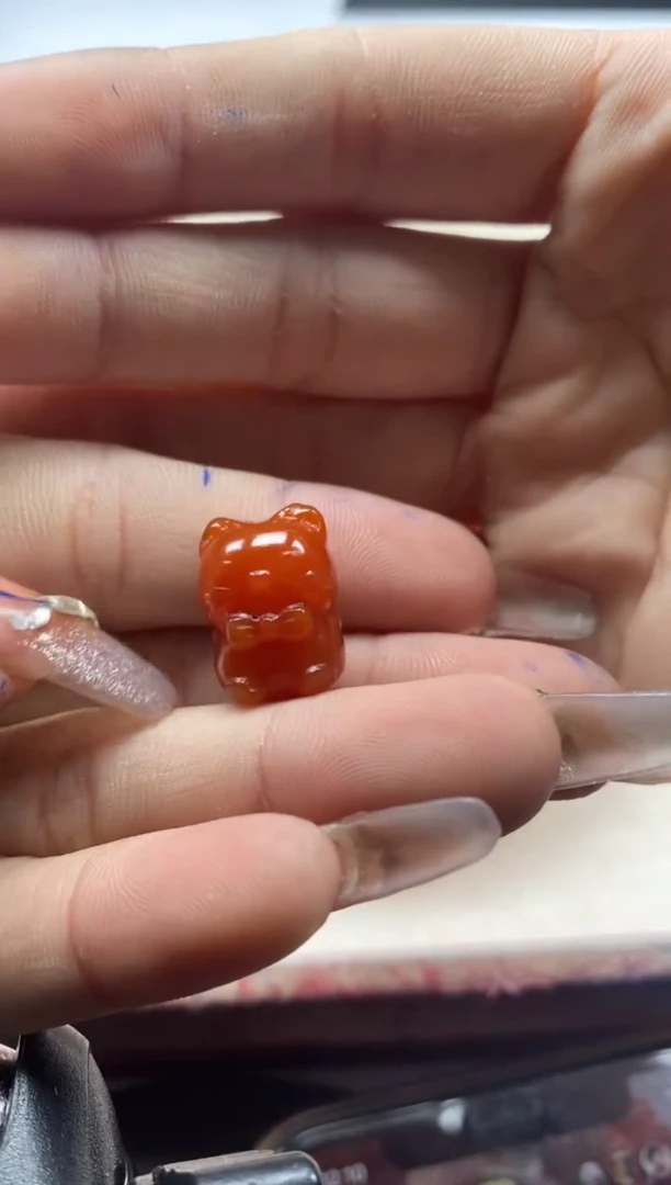 【闪购商品】玛瑙/玉髓颈饰未镶嵌x821南红柿子红小熊*1个