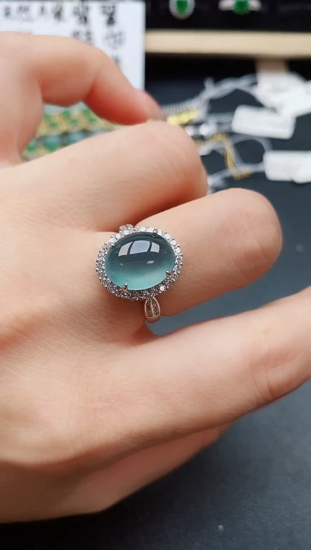 翡翠戒指银S925镶嵌321321