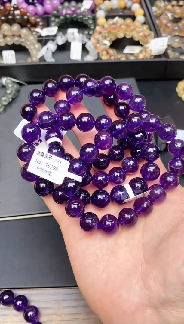 【闪购商品】水晶手链未镶嵌b46 紫水晶12mm+ 多样性发其一