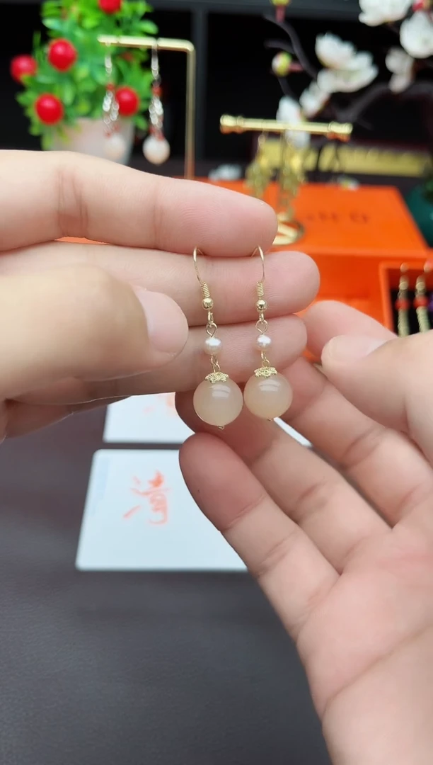 玛瑙/玉髓耳饰银S925镶嵌218000