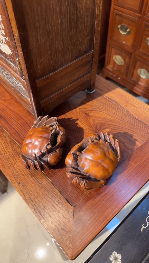 【闪购商品】木木艺黄杨木螃蟹一对598.88