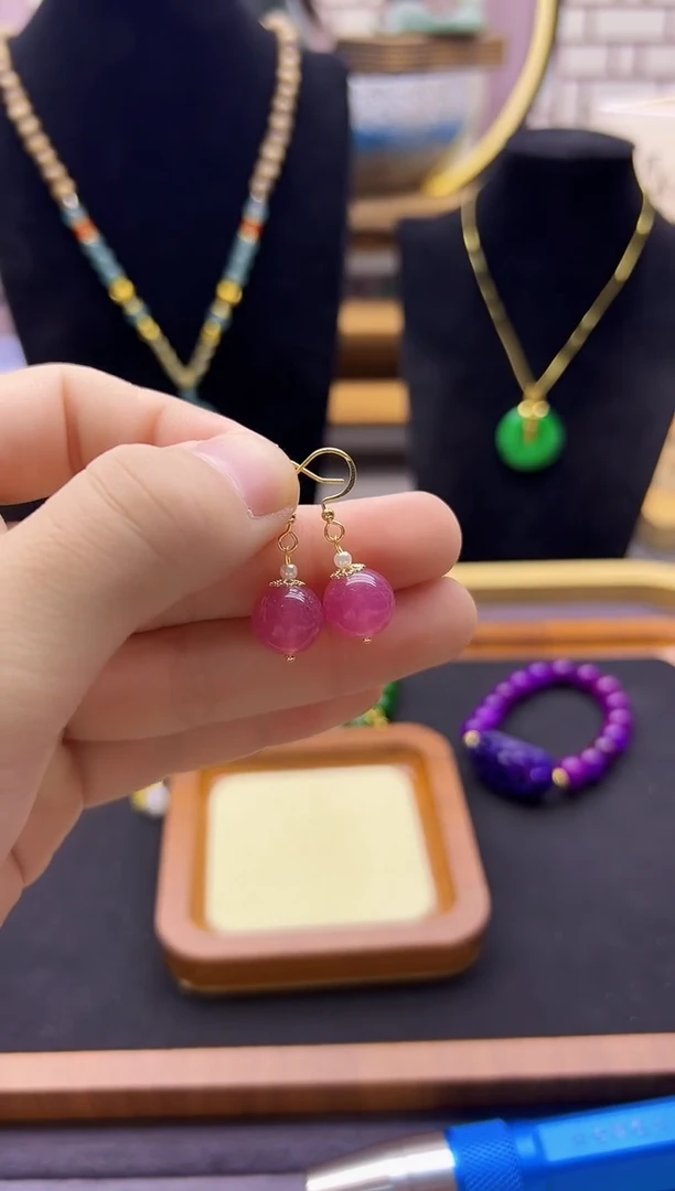 【闪购商品】水晶耳饰14K金镶嵌E423
