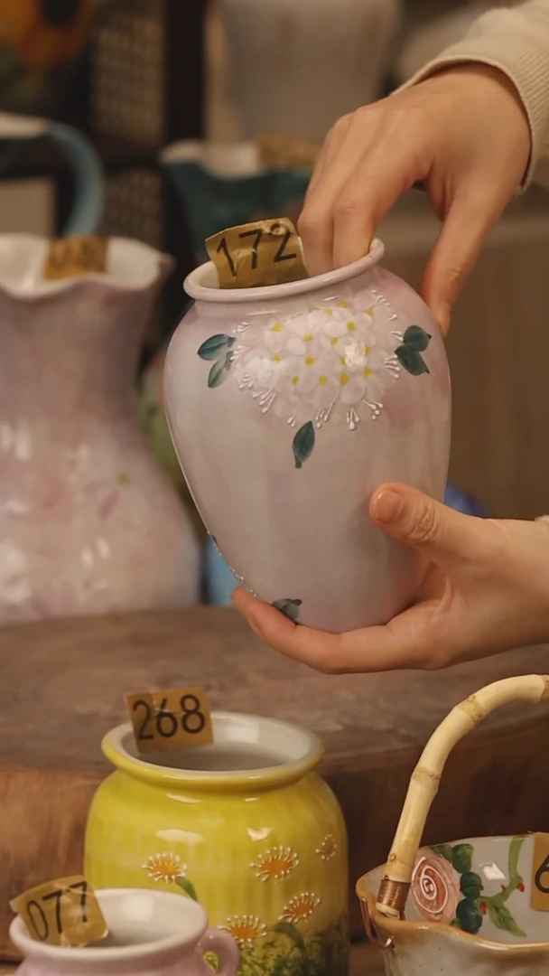 陶瓷景德镇设计师手作花器摆件侘寂风@M172@