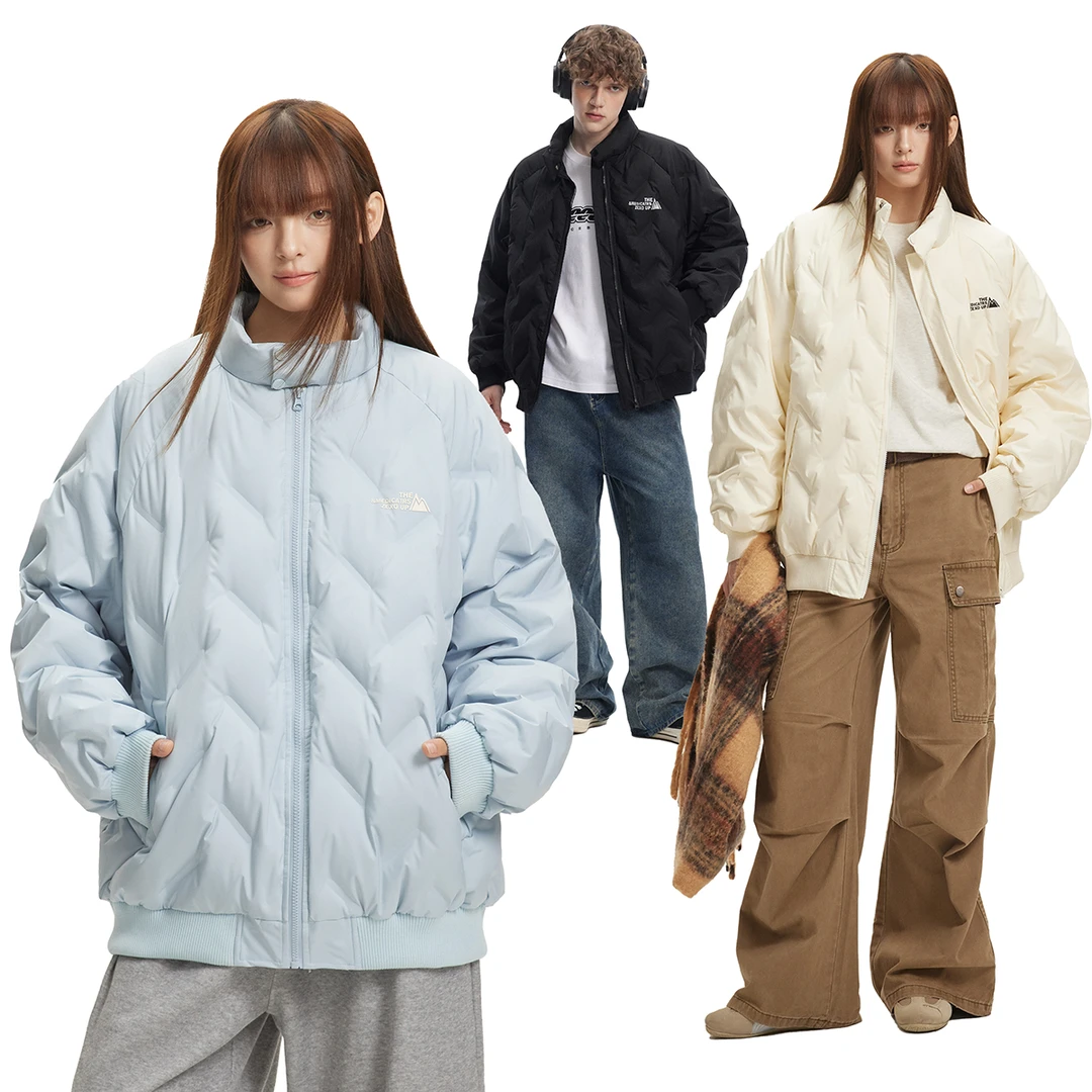 ZEXO冬季无缝直充热压90白鸭绒厚板硅胶立领羽绒服ZE1013