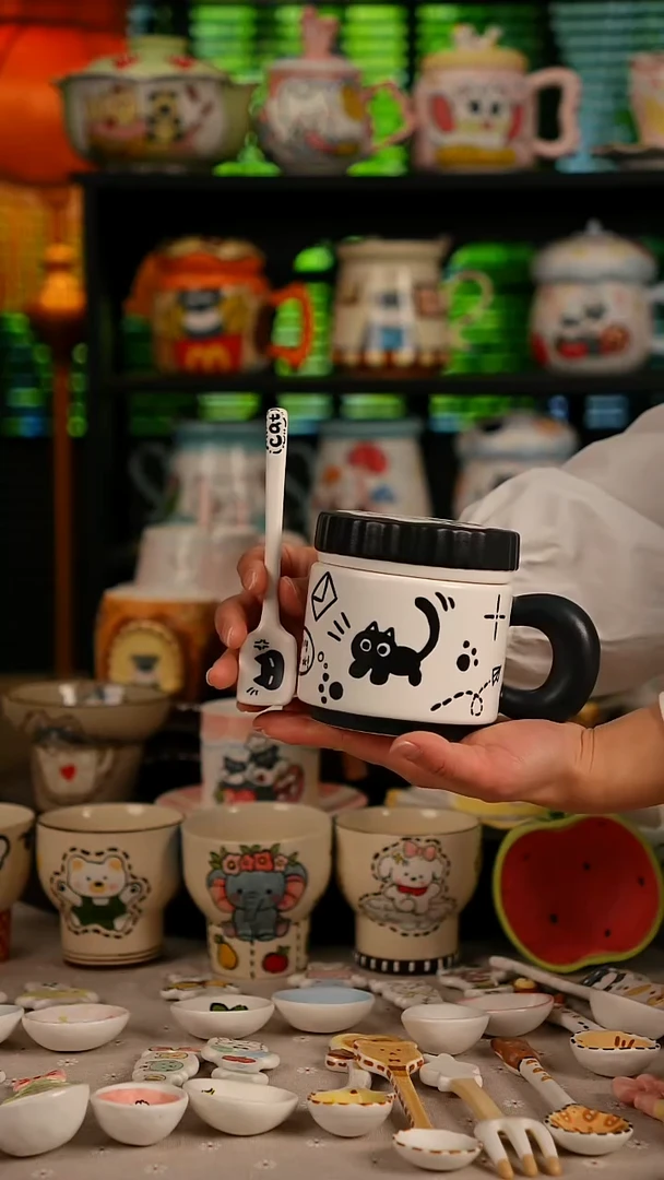 陶瓷无盖款景德镇创意手工陶瓷手绘釉下彩