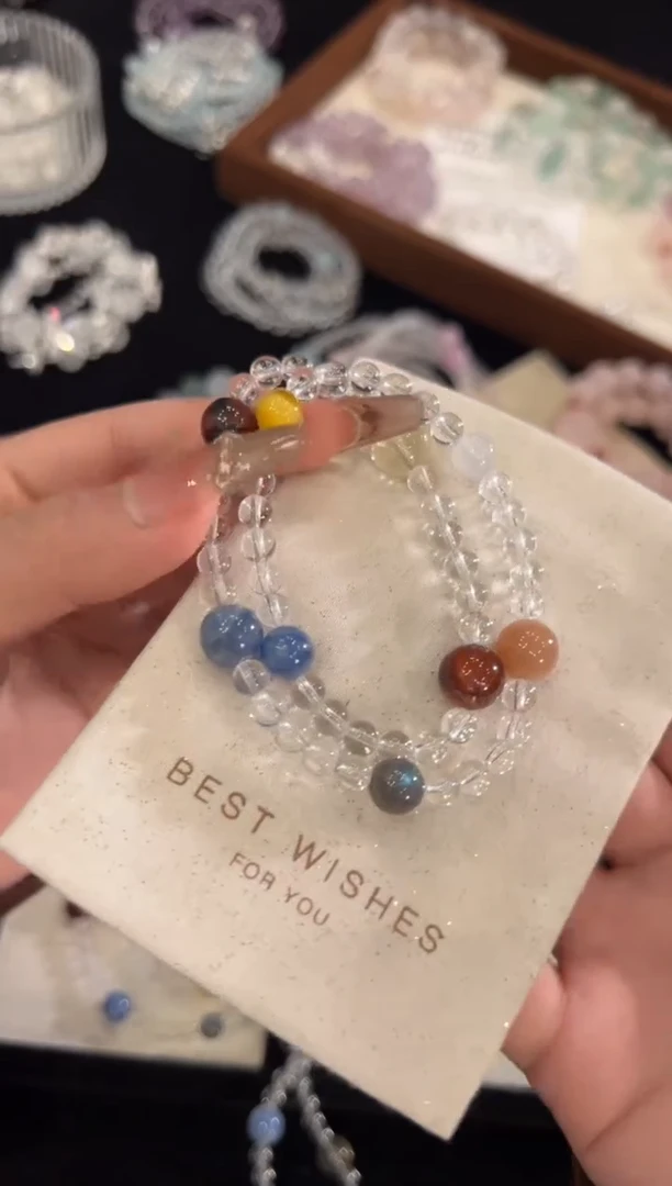 【闪购商品】水晶手链合金白水晶双圈手链x247