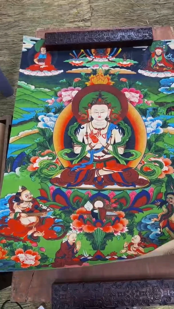 装裱画精品手绘唐卡链接--A16043阿弥陀佛