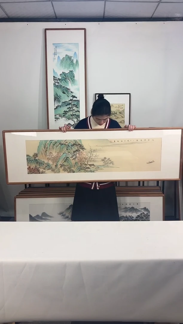 国画手绘*泛舟访友*52*172cm