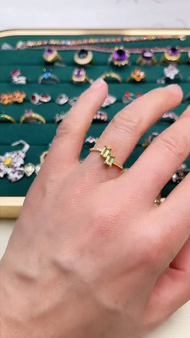 【闪购商品】橄榄石戒指银S925镶嵌戒指