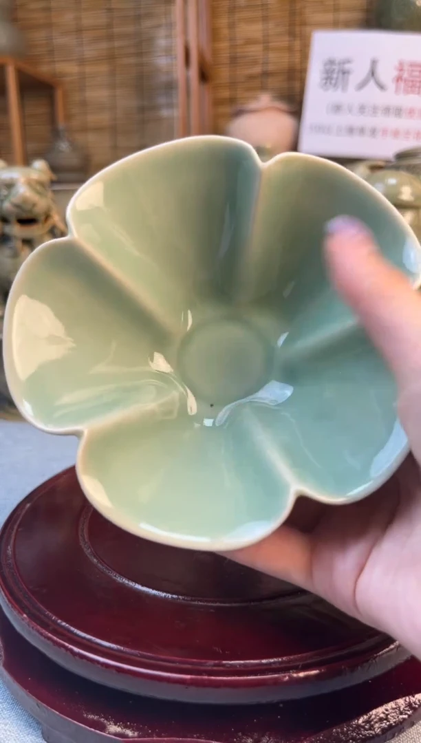 耀州窑陶瓷非遗·半手工青瓷花口盏