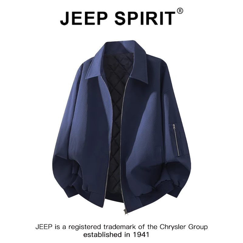 JEEPSPIRIT吉普男冬季加棉保暖夹克美式休闲翻领棉衣时尚潮流外套