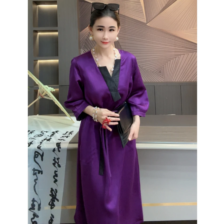 【紫烟】连衣裙气质网红轻奢优雅贵气大方TSY99198女款119cm 220g