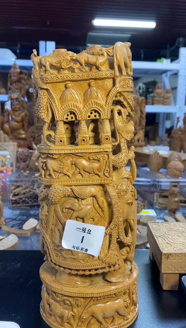 檀香木其他工艺品象车 1273g  1号仓1