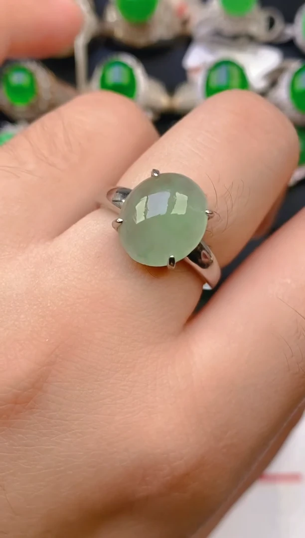 翡翠戒指银S925镶嵌天然