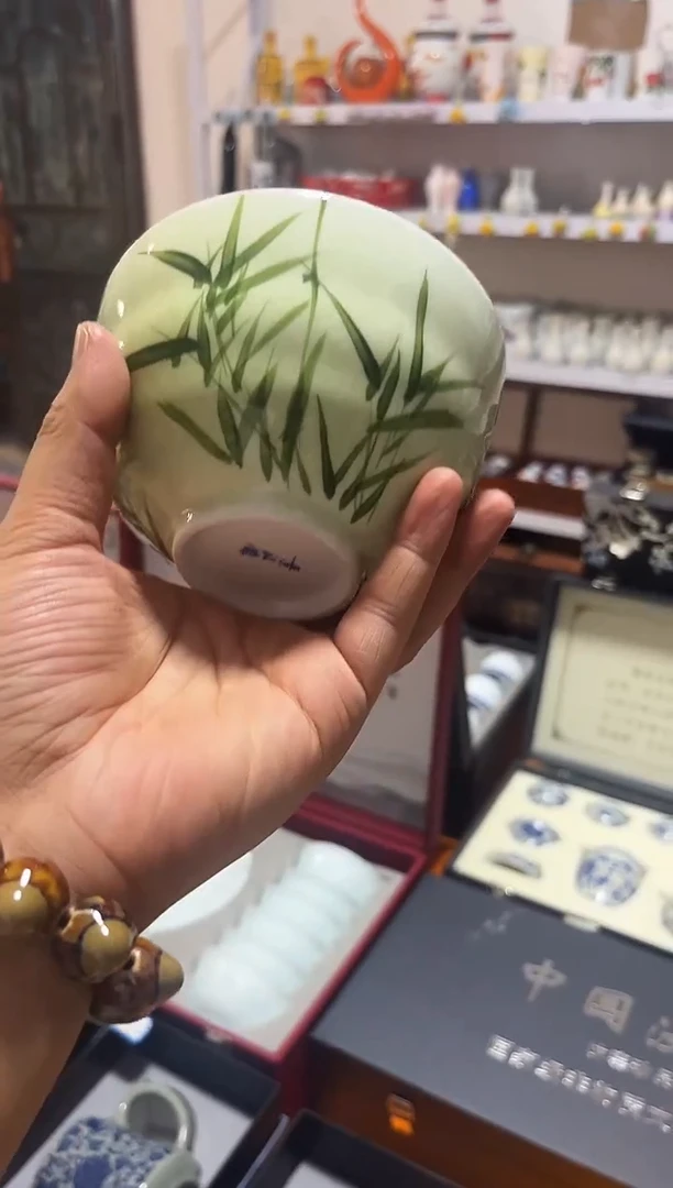 景德镇手绘葫芦碗竹子