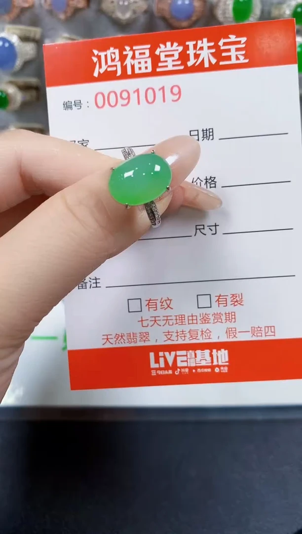 翡翠戒指银S925镶嵌1019