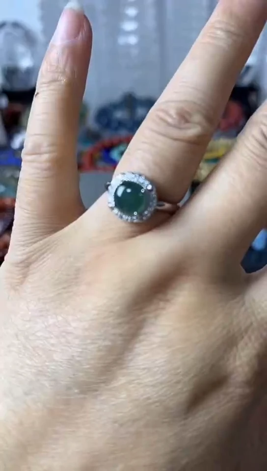 【闪购商品】翡翠戒指合金 矿坑蓝翡翠