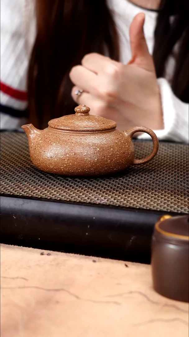 茶壶紫砂手磨粗砂老段泥精工寒江160cc