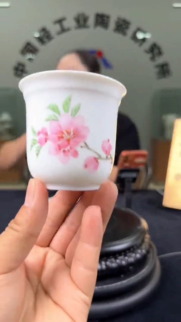 摆件水点桃花大容量杯