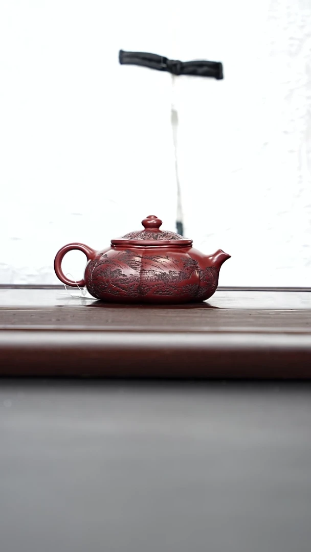 茶壶紫砂宜兴紫砂 筋纹寒江龙血砂 周昌荣