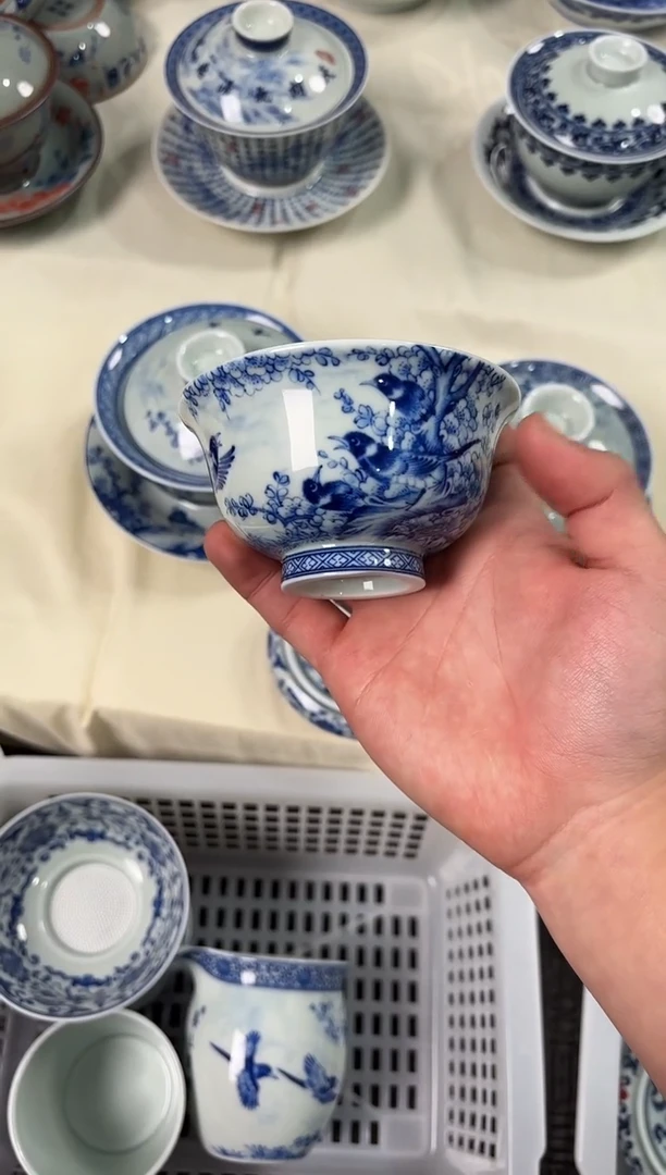 盖碗陶瓷景德镇陶瓷茶具喜上眉梢压手杯