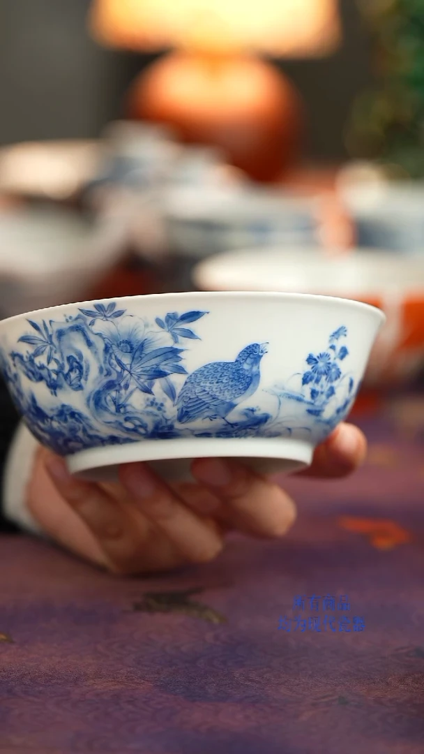 我***鲁望玉青花安居乐业洗子碗