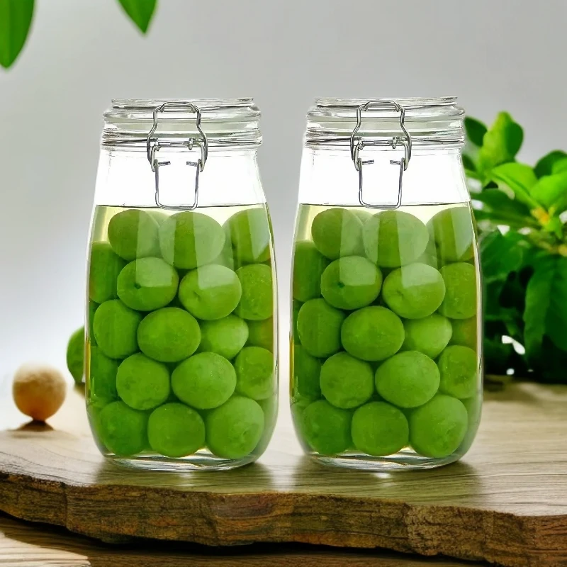 (1600ml买一送一)玻璃卡扣瓶密封罐食品储物腌制酿酒专用罐