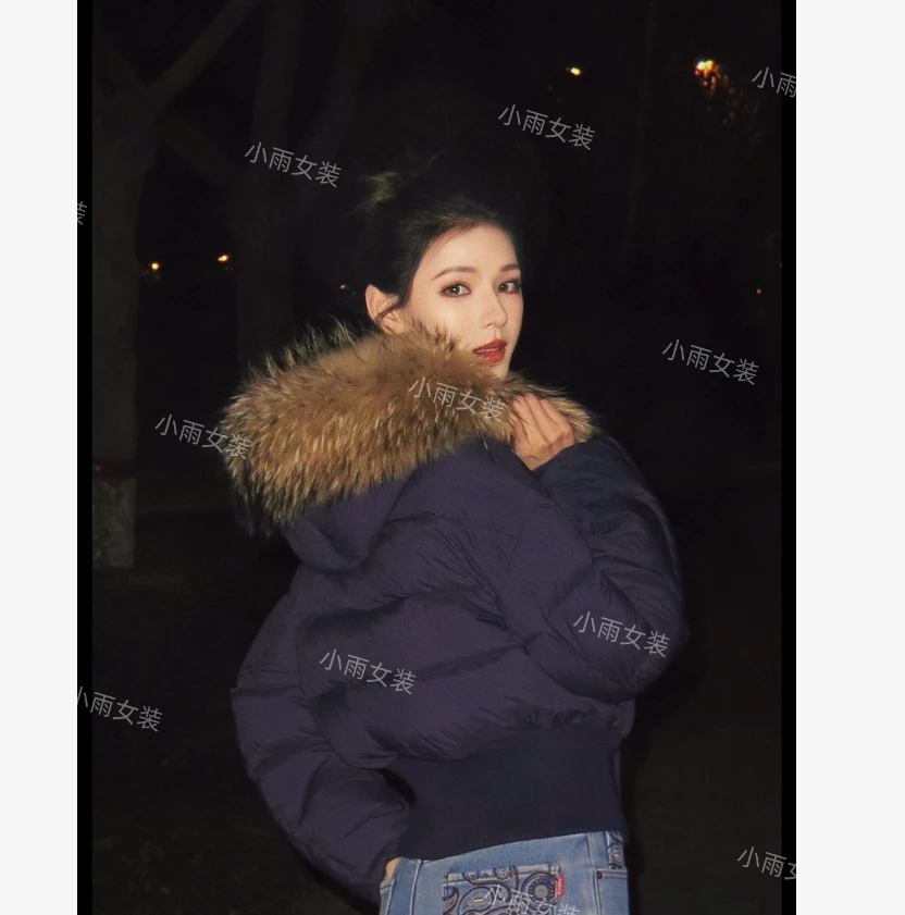 宿慕SUMU设计师 初雪告白2025冬11-17新款90白鸭绒毛领羽绒服9068