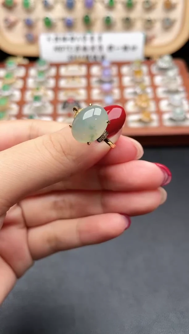 银S925镶嵌戒指翡翠一物一证一礼盒