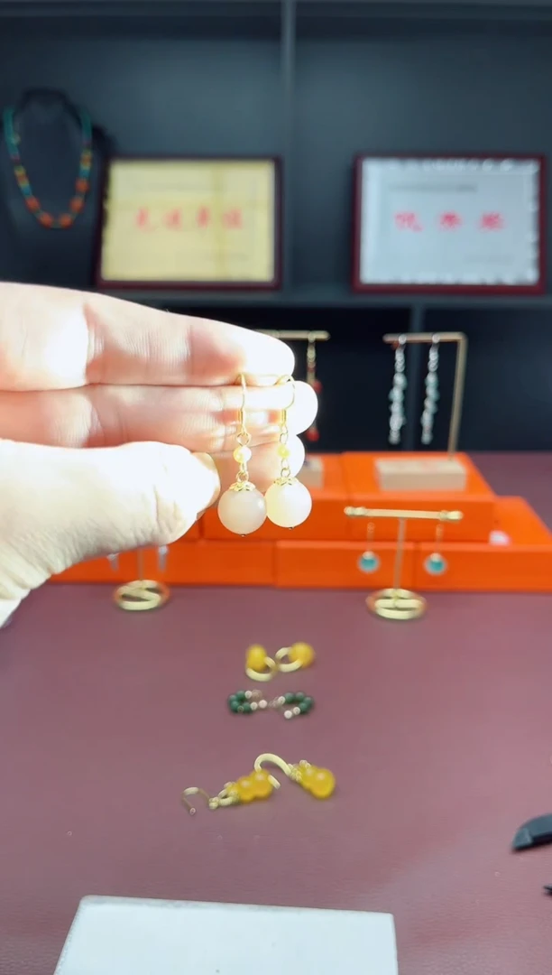 银S925镶嵌耳饰玛瑙/玉髓218
