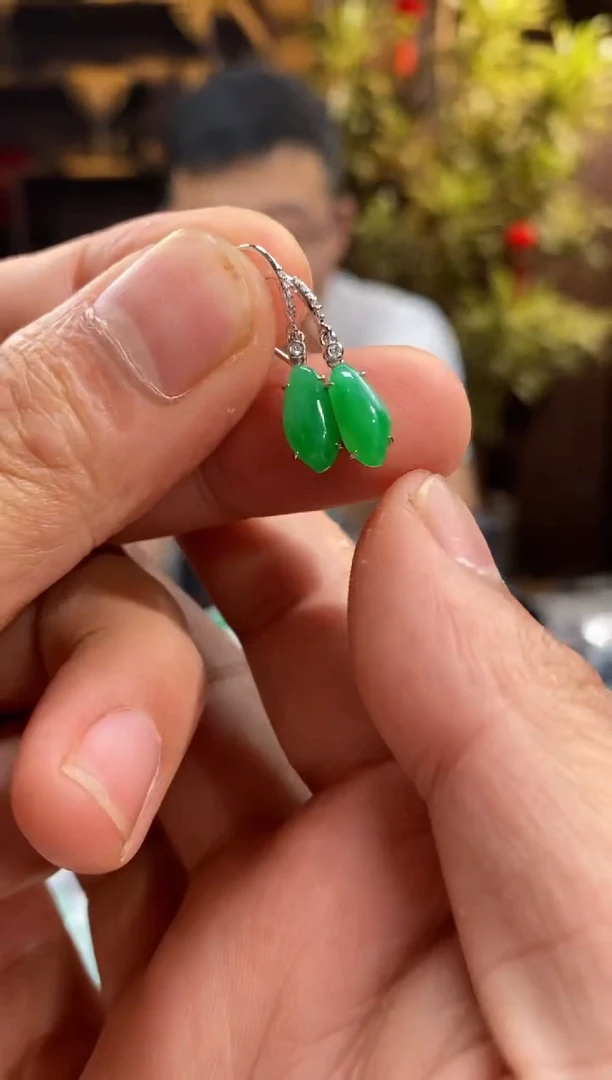 翡翠未镶嵌耳饰kg089天然缅甸翡翠A货