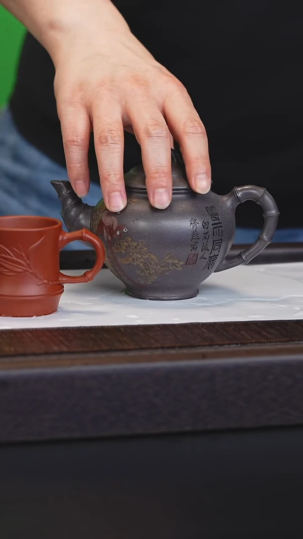 茶壶紫砂宜兴紫砂壶cxf2509+杯子 +画