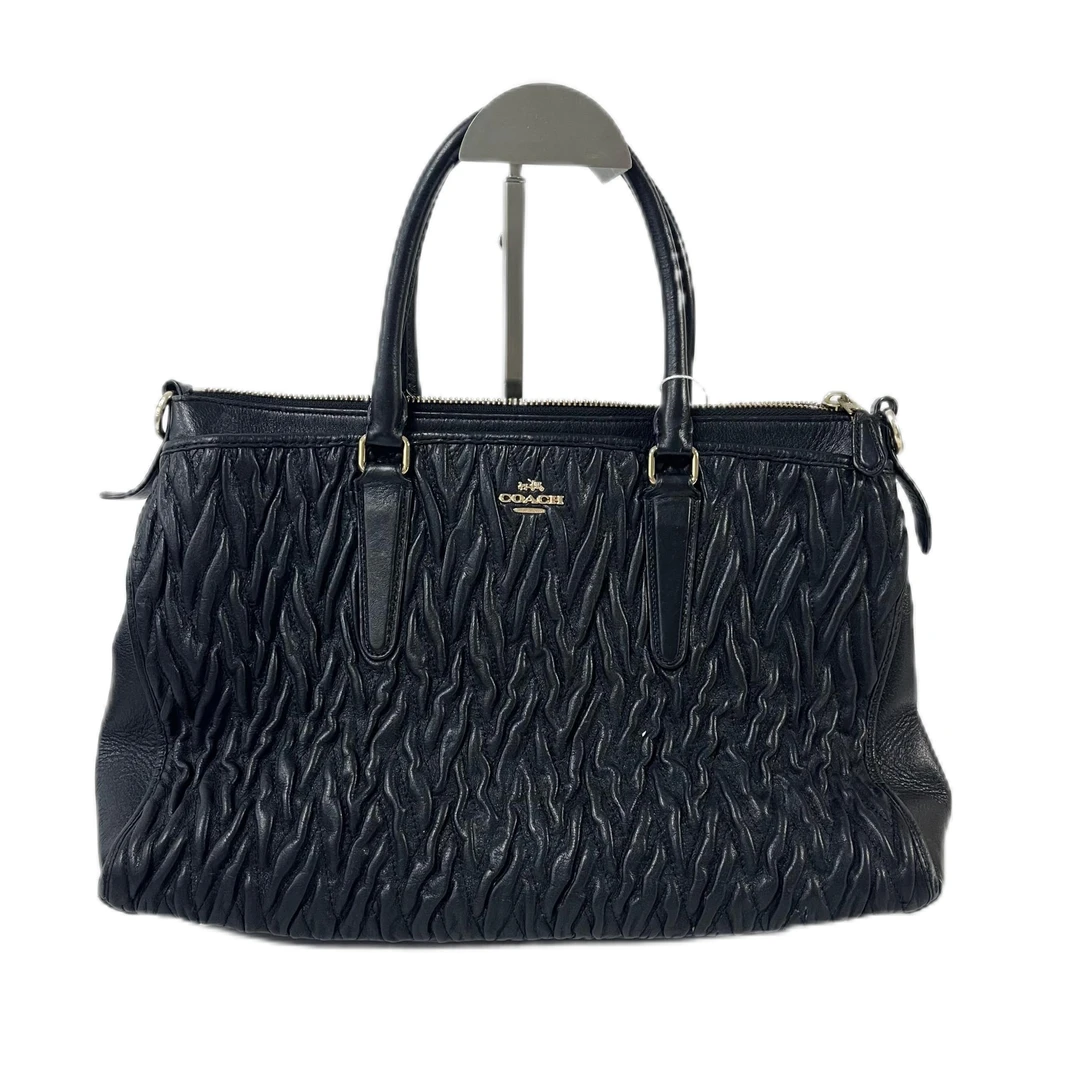 95新 COACH/蔻驰 黑色全皮褶皱麦迪逊单肩手提包  SH-30279-A