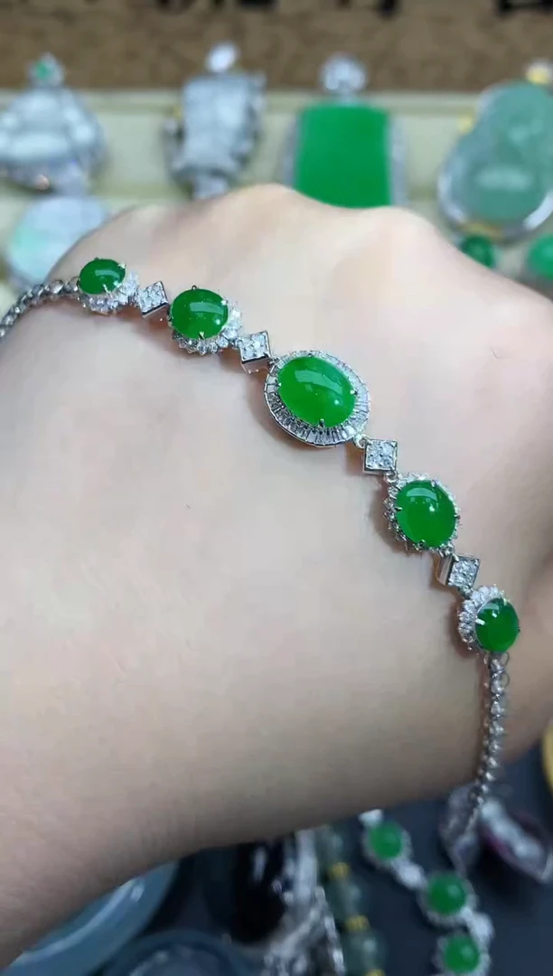 【闪购商品】翡翠手串18K金镶嵌706-中国好珍宝