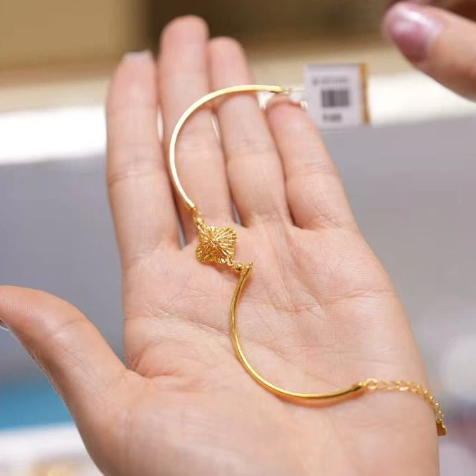 【巧玲专属】足金999花丝镂空四叶草半镯手链 经典时尚百搭 5.5