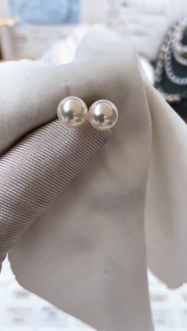 【闪购商品】海水珍珠耳饰18K金镶嵌特选福利7.5-8mm不退不换