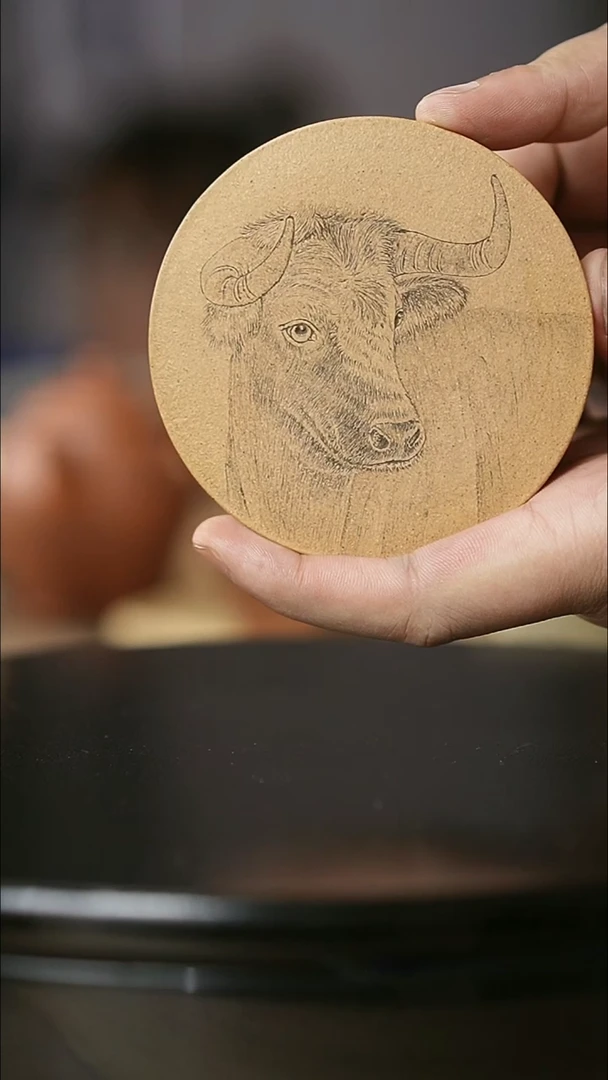 茶杯紫砂山冰盖置牛