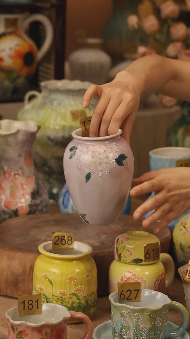 陶瓷172景德镇设计师手作花器摆件侘寂风