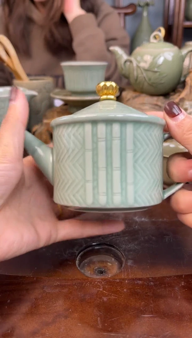 杯半手工青瓷耀州窑底款井栏壶微瑕福利