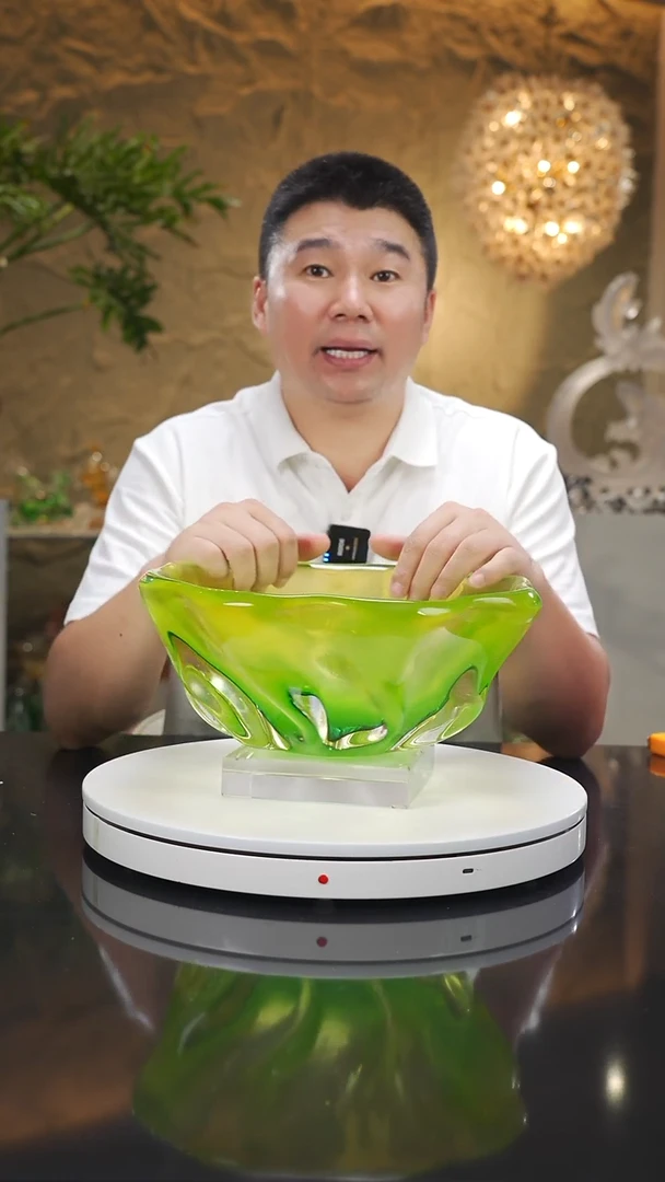 琉璃手工艺品福利黄绿果碗
