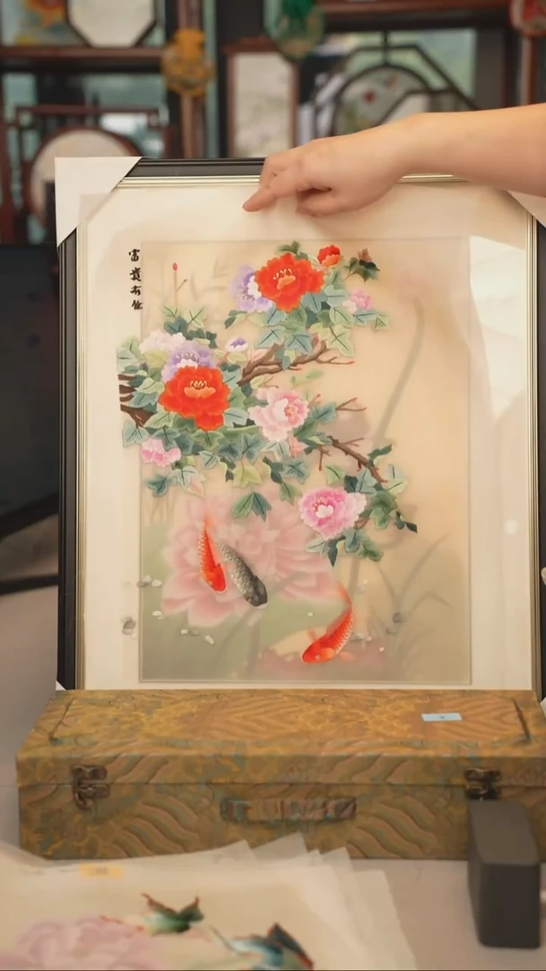扇子苏绣绣片 30乘40