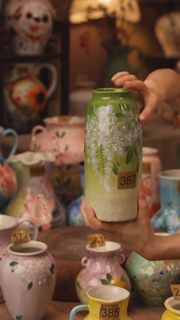陶瓷367景德镇设计师手作花器摆件侘寂风