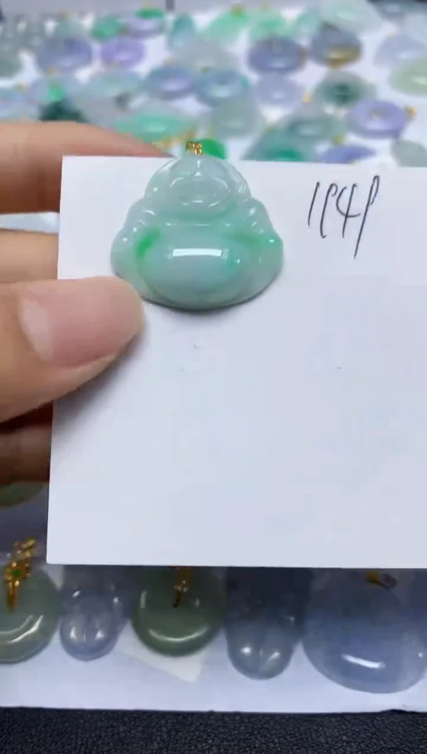 翡翠18K金镶嵌颈饰天然缅甸翡翠A货