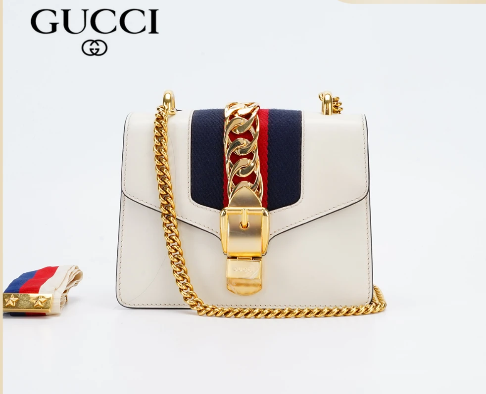95新 GUCCI/古驰 茉上/白色小号塞尔维亚 单肩包