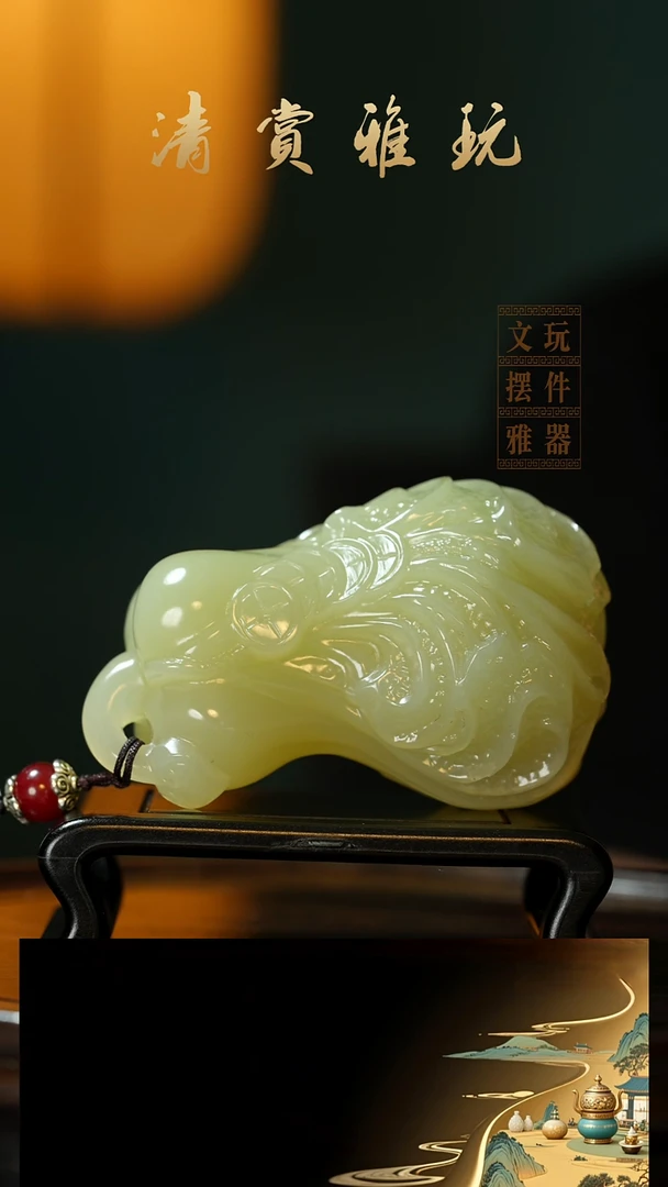 玉《丰满白菜》手把件摆件