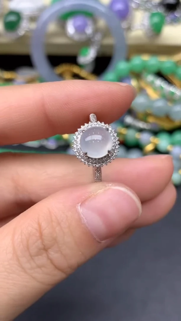 18K金镶嵌戒指翡翠115-雪姐翡翠天天见