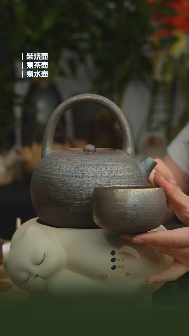 瓷片铁胎柴烧800cc 一壶一龙窑禅定杯(可备注有字无字)