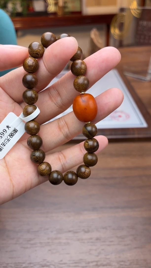 沉香手串【非遗】富森红土铁锈红沉08单圈设计